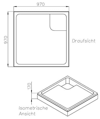 CONCEPT 100 vaničkový nosič 1000x1000x65mm, extra plochý, polystyrén SD 90230 Technický nákres