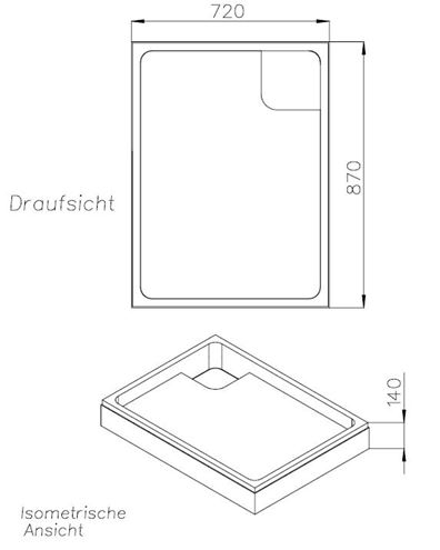 CONCEPT 100 vaničkový nosič 900x750x25mm, extra plochý, polystyrén SD 90224 SF Technický nákres