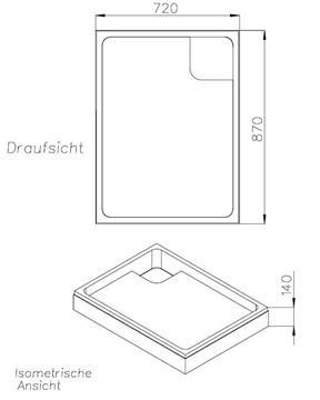 CONCEPT 100 vaničkový nosič 900x750x25mm, extra plochý, polystyrén SD 90224 SF Technický nákres