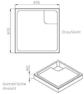 CONCEPT 100 vaničkový nosič 1000x1000x25mm, extra plochý, polystyrén SD 90229 SF Technický nákres