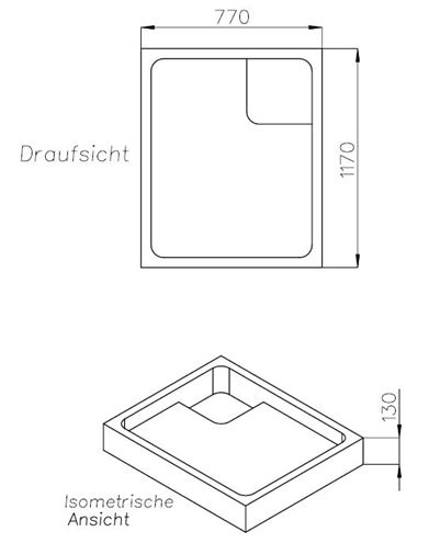 CONCEPT 100 vaničkový nosič 1200x800x35mm, extra plochý, polystyrén SD 90231 SF Technický nákres