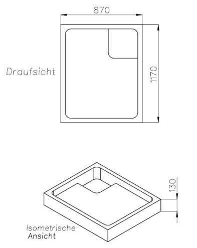 CONCEPT 100 vaničkový nosič 1200x900x35mm, extra plochý, polystyrén SD 90232 SF Technický nákres