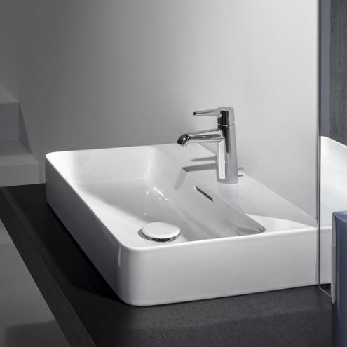 LAUFEN VAL umývadlo na dosku 55 cm, s otvorom pre batériu a prepadom, brúsené H8162820001041 Obrázek - fotka