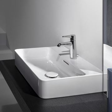 LAUFEN VAL umývadlo na dosku 65 cm, s otvorom pre batériu a prepadom, brúsené H8162840001041 Obrázek - fotka