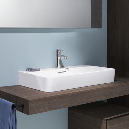 LAUFEN VAL umývadlo na dosku 65 cm, s otvorom pre batériu a prepadom, brúsené H8162840001041 Obrázek - fotka