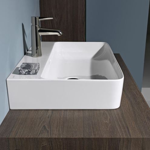LAUFEN VAL umývadlo na dosku 60 cm, s otvorom pre batériu a prepadom, brúsené H8162830001041 Obrázek - fotka