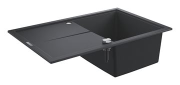 GROHE K400 kompozitný drez 780x500 mm, otočný, 2 otvory, odkvapkávač, granitová čierna