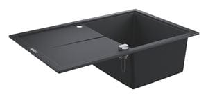 GROHE K400 kompozitný drez 780x500 mm, otočný, 2 otvory, odkvapkávač, granitová čierna