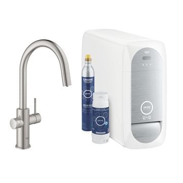 GROHE BLUE HOME drezová batéria Connected, s filtračným a chladiacim zariadením, supersteel