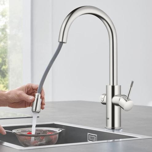 GROHE BLUE HOME drezová batéria Connected, s filtračným a chladiacim zariadením, supersteel 31541DC0 Obrázek - fotka
