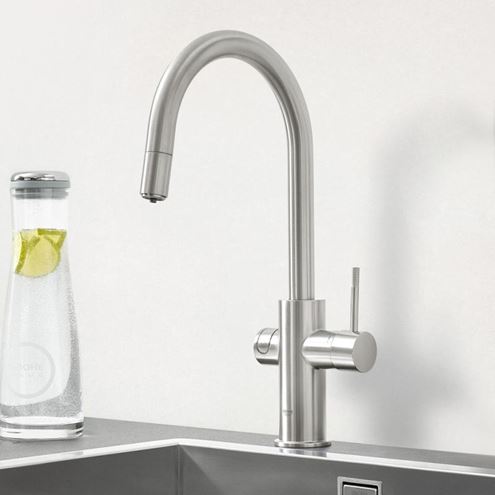 GROHE BLUE PROFESSIONAL drezová batéria, s vyťahovacou koncovkou, s filtračným a chladiacim zariadením, supersteel 31325DC2 Obrázek - fotka