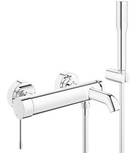 GROHE ESSENCE NEW vaňová nástenná batéria, s prepínačom, so sprchovou súpravou, chróm
