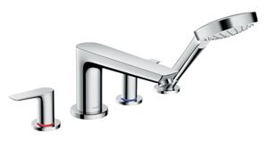 HANSGROHE TALIS E batéria na okraj vane, 4-otvorová, so sprchovou súpravou, chróm