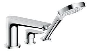 HANSGROHE TALIS E batéria na okraj vane, 3-otvorová, so sprchovou súpravou, chróm