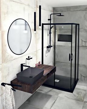 GELCO MITIA sprchová vanička 90x90 cm, liaty mramor, bez nožičiek, čierna PMC9090 Obrázek - fotka