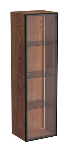 VITRA METROPOLE EDGE nízka skrinka 35x30x120 cm, 1 dvierka, pánty vpravo, Push-open, s osvetlením, orech 67253 Obrázek - Hlavní obrázek