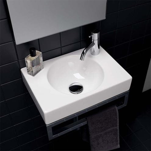GEBERIT PRECIOSA II umývadieko 40 cm, s otvorom pre batériu vpravo, bez prepadu 273240000 Obrázek - fotka