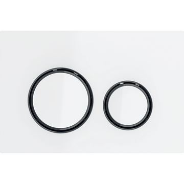 GEBERIT SIGMA 50 ROUND ovládacie tlačidlo pre dve splachovania, easy-to-clean, zinok/sklo, čierny chróm/biela