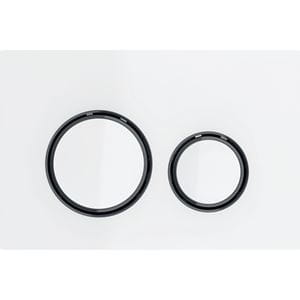 GEBERIT SIGMA 21 ovládacie tlačidlo pre dve splachovania, easy-to-clean, zinok/sklo, čierny chróm/biela
