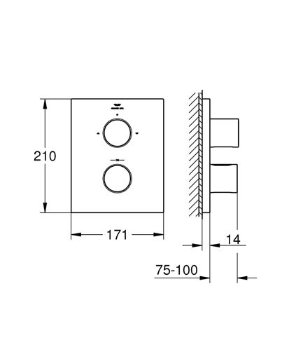 GROHE GROHTHERM F podomietková termostatická batéria, pre 2 spotrebiče, chróm 27618000 Technický nákres