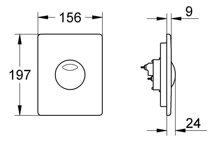 GROHE SKATE ovládacie tlačidlo pre dve splachovania, plast, chróm 42303000 Technický nákres