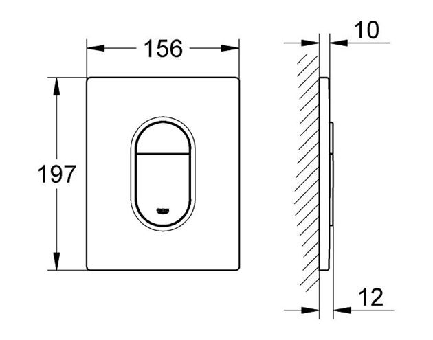 GROHE ARENA COSMOPOLITAN ovládacie tlačidlo pre dve splachovania, plast, matný chróm 38844P00 Technický nákres