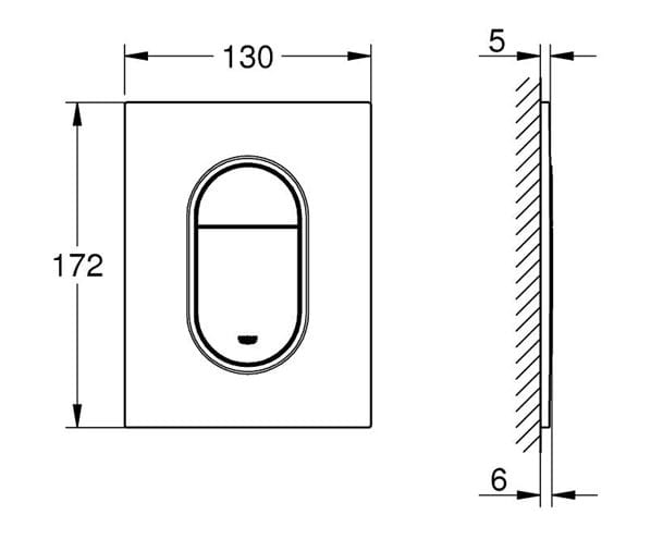GROHE ARENA COSMOPOLITAN S ovládacie tlačidlo pre dve splachovania, plast, supersteel 37624DC0 Technický nákres