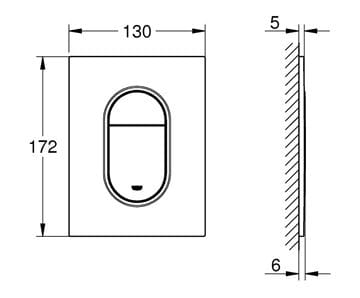GROHE ARENA COSMOPOLITAN S ovládacie tlačidlo pre dve splachovania, plast, supersteel 37624DC0 Technický nákres