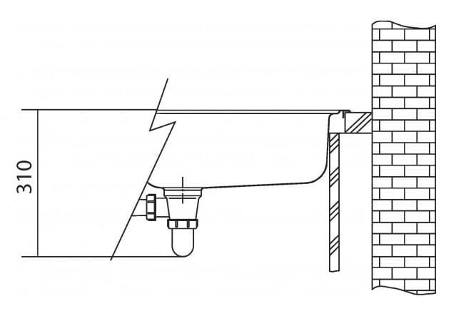 FRANKE NEPTUNE PLUS NPX 611 nerezový drez 860x510 mm, otvor pre batériu, odkvapkávač vpravo 101.0068.368 Technický nákres