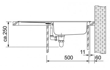 FRANKE EUROSTAR ETN 614 NOVA 6/4" nerezový drez 780x435 mm, otočný, odkvapkávač 101.0363.371 Technický nákres