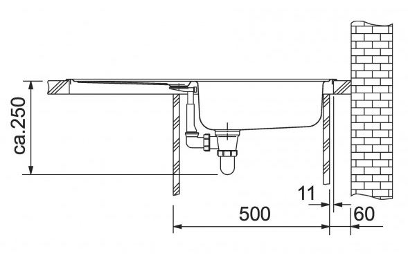 FRANKE EUROSTAR ETN 614 NOVA 6/4" nerezový drez 780x435 mm, otočný, odkvapkávač 101.0363.371 Technický nákres