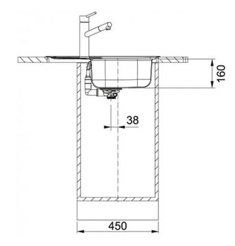 FRANKE SPARK SKN 611-63 nerezový drez 635x500 mm, otočný, odkvapkávač 101.0612.524 Technický nákres