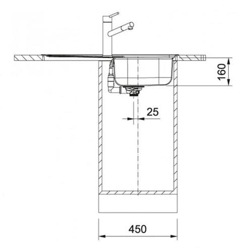 FRANKE SPARK SKN 611-79 nerezový drez 790x500 mm, otočný, odkvapkávač 101.0612.525 Technický nákres