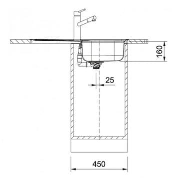 FRANKE SPARK SKN 611-79 nerezový drez 790x500 mm, otočný, odkvapkávač 101.0612.525 Technický nákres