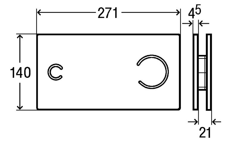 VIEGA VISIGN FOR MORE 100 8352.1 ovládacie tlačidlo pre dve splachovania, hliník, chróm 597436 Technický nákres