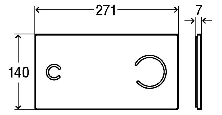 VIEGA VISIGN FOR MORE 100 8352.11 ovládacie tlačidlo pre dve splachovania, senzorové, napájanie zo siete, číre sklo, svetlo šedá 622671 Technický nákres