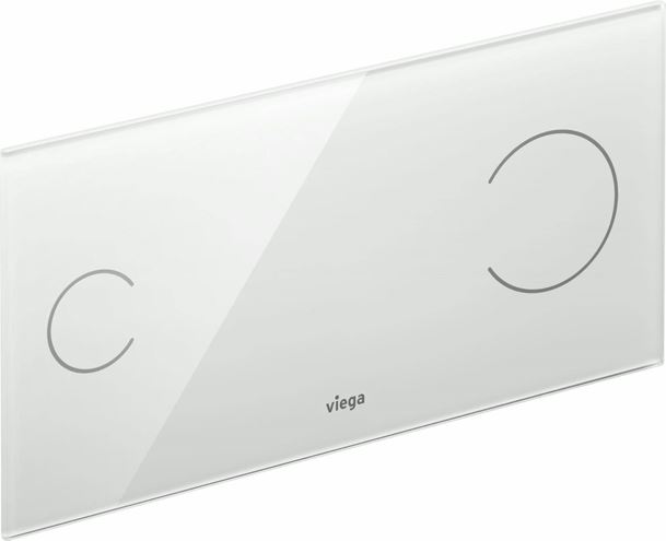 VIEGA VISIGN FOR MORE 100 8352.11 ovládacie tlačidlo pre dve splachovania, senzorové, napájanie zo siete, číre sklo, svetlo šedá 622671 Obrázek - Hlavní obrázek