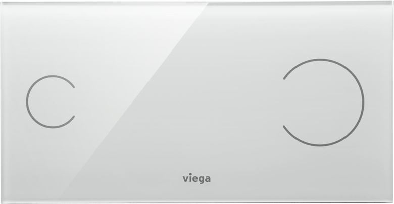 VIEGA VISIGN FOR MORE 100 8352.11 ovládacie tlačidlo pre dve splachovania, senzorové, napájanie zo siete, číre sklo, svetlo šedá 622671 Obrázek - fotka