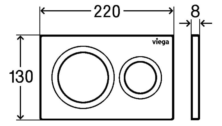 VIEGA PREVISTA VISIGN FOR STYLE 20 8610.1 ovládacie tlačidlo pre dve splachovania, plast, chróm 773779 Technický nákres