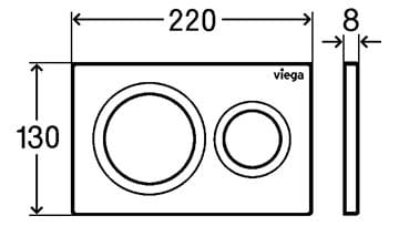 VIEGA PREVISTA VISIGN FOR STYLE 20 8610.1 ovládacie tlačidlo pre dve splachovania, plast, chróm 773779 Technický nákres