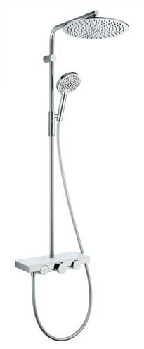 NDW COLONNA VETRO SIMETRY sprchový set s termostatickou batériou, horná sprcha, ručná sprcha s 3 prúdmi, tyč, hadica, chróm / biele sklo PM10154/W Obrázek - Hlavní obrázek