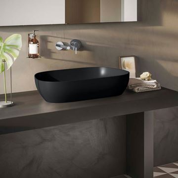 VITRA OUTLINE umývadlová misa 62,5 cm, bez prepadu, VitrAhygiene, VitrAclean, matná čierna 5993B483-0016 Obrázek - fotka