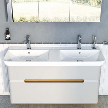 VITRA SENTO dvojumývadlo 130 cm, s 2 otvormi pre batérie a prepadom, VitrAhygiene 5949B003-0001 Obrázek - fotka