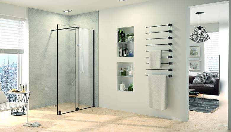 CONCEPT INTENSA sprchové dvere 180x200 cm, posuvné, pravé, čierna / sklo číre XT2206.123.322.881 Obrázek - Hlavní obrázek