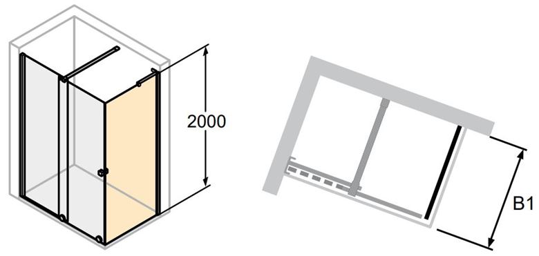 CONCEPT INTENSA bočná stena 80x200 cm, čierna/číre sklo XT6030.123.322 Technický nákres