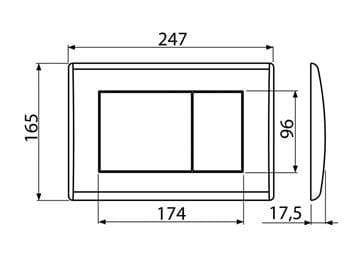 ALCA M270 ovládacie tlačidlo pre dve splachovania, plast, lesklá biela M270 Technický nákres