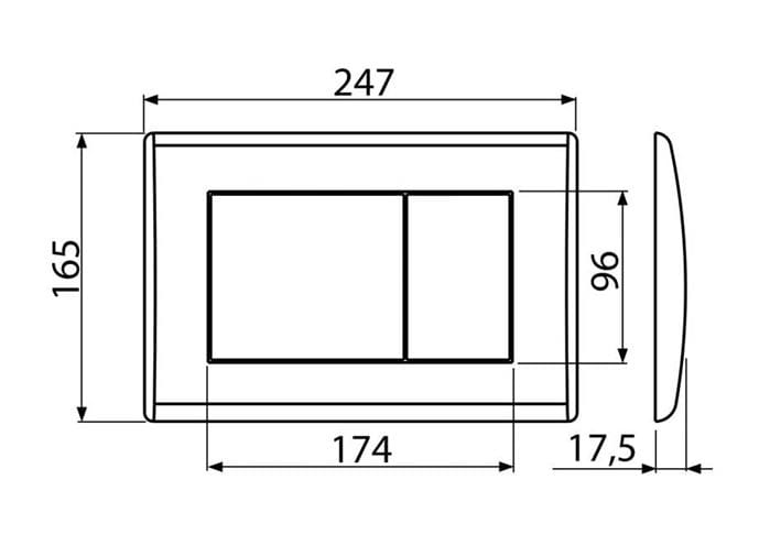 ALCA M270 ovládacie tlačidlo pre dve splachovania, plast, lesklá biela M270 Technický nákres