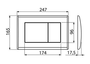 ALCA M272 ovládacie tlačidlo pre dve splachovania, plast, matný chróm M272 Technický nákres