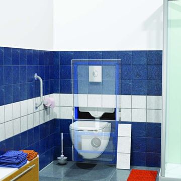 SFA SANIBROY SANIWALL PRE UP montážny prvok pre WC 113 cm, so splachovacou nádržkou a prečerpávacím systémom, s tlačidlom WALLPROUPDAC Obrázek - fotka