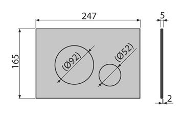 ALCA FLAT TURN ovládacie tlačidlo pre dve splachovania, Anti-fingerprint, eloxovaný hliník/ušľachtilá oceľ, matný alunox TURN Technický nákres